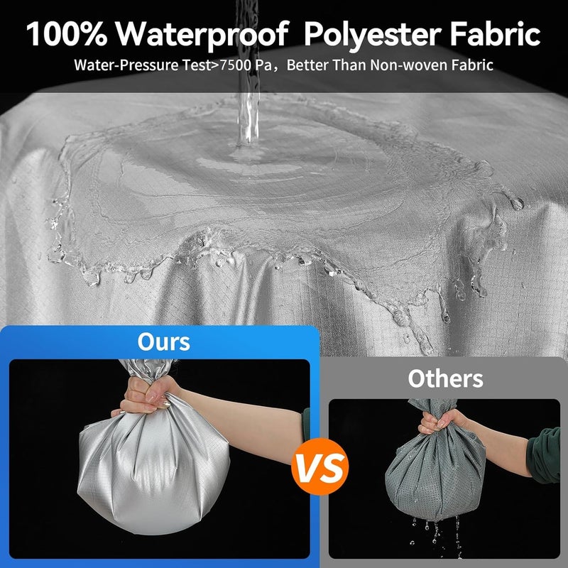 Nukugula Oxford Fabric Pop Up Folding Camper Cover 10'-12' Super Waterproof Tear-Resistant Anti-UV Tent Trailer Cover for Winter Snow with Reinforced Corners, 5+2 Windproof Straps, Storage Bag - Image 3